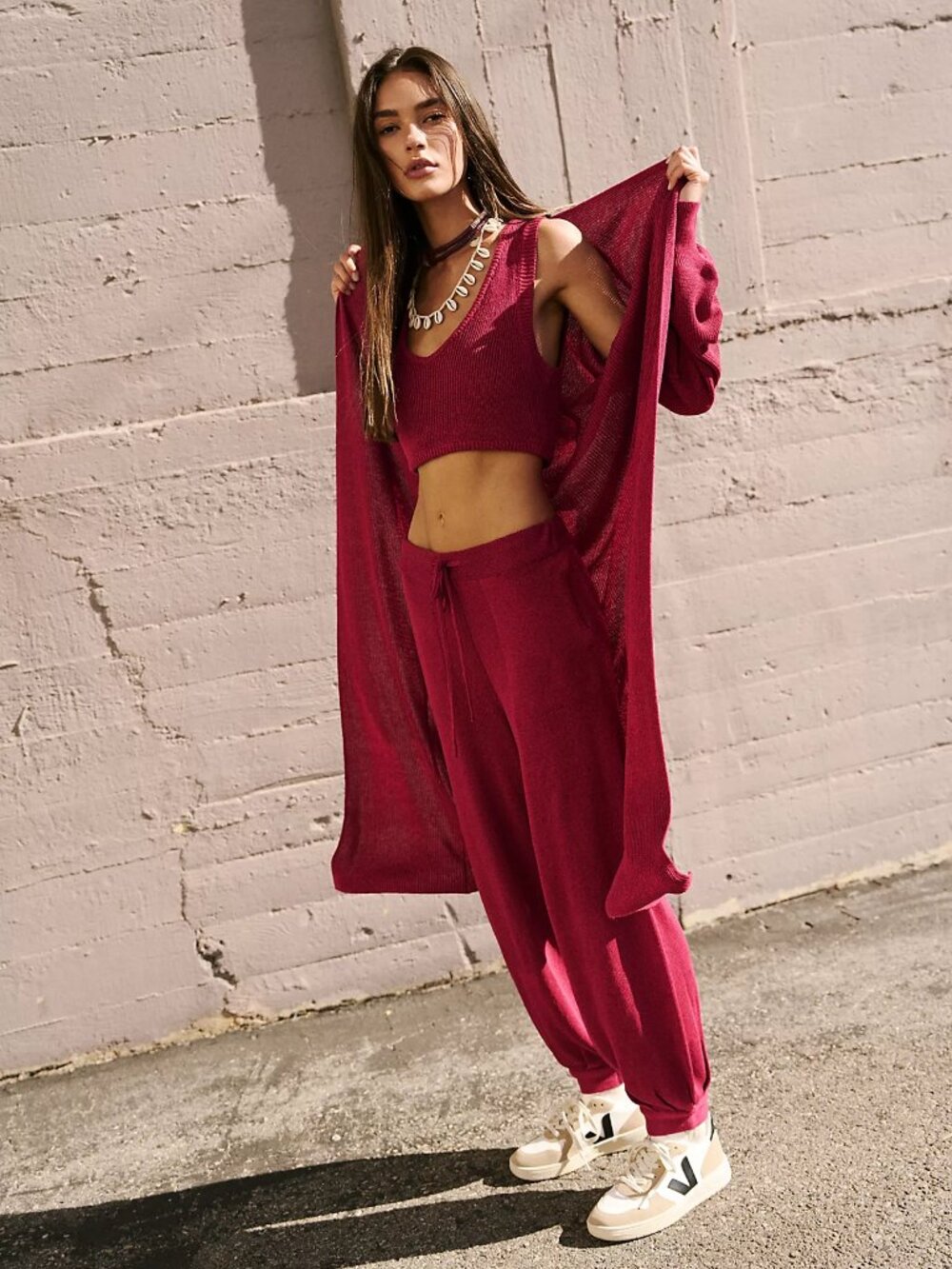 Living in this Sweater Set Co-ord (3 piece) Cha Cha Cherry sz S NWT